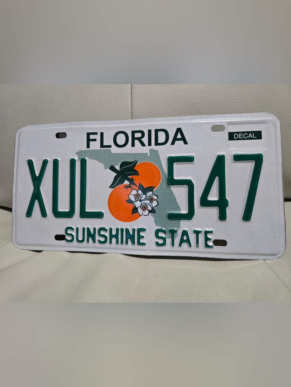 FLORIDA PERMANENT LICENSE PLATE XUL 🍊 547,  Craft Condition SUNSHINE~STATE Sign